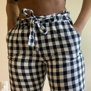 Gingham navy pants